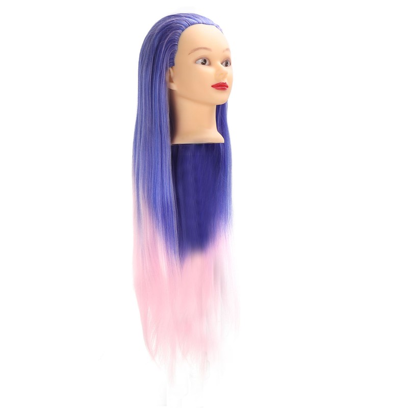 Mannequin Head Blue Pink Gradient Color High Temperature Synthetic Hair