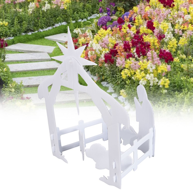 44x27x5cm Christmas Jesus Scene White PP Hollow Board Outdoor Nativity