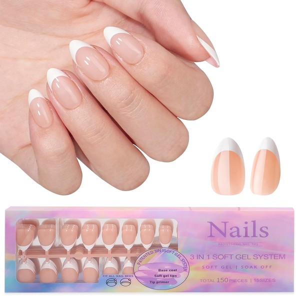 Roucerlin 150 Pcs 3 in 1 Fake French Tip Press