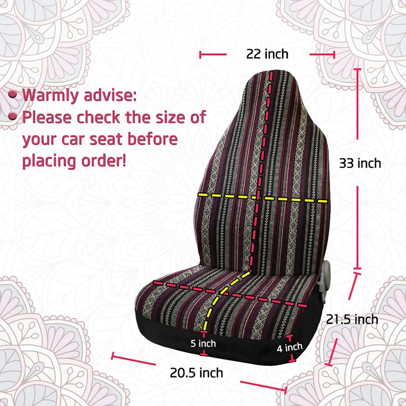 sourcing map Universal Stripe Front Baja Bucket Seat Cover Saddle