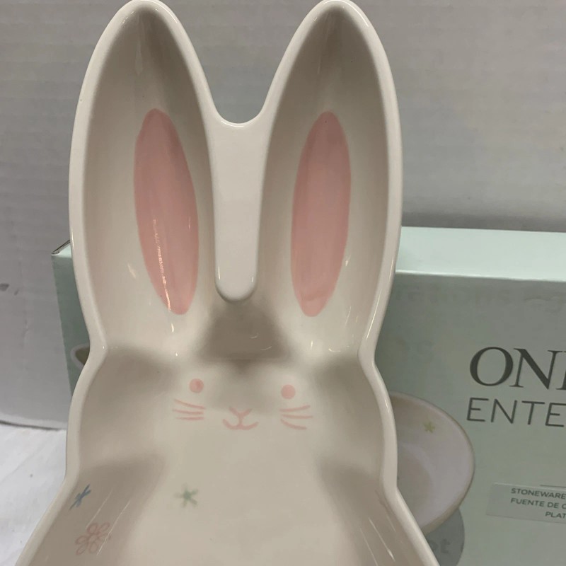 Oneida Stoneware Bunny Rabbit Platter Easter Serve ware Decorations Bunny