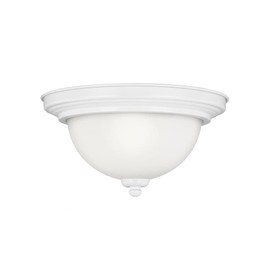 Generation Lighting 77063EN3-15 One Light Flush Mount in Transitional Style - 10.5 inches Wide by 5.5 inches high, White Finish with Satin Etched Glass