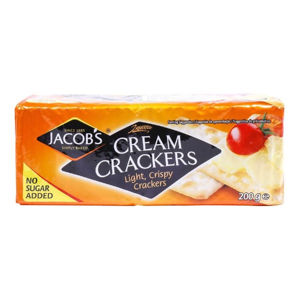 Jacob's Cream Cracker No Added Sugar 200G (Pack of 6)