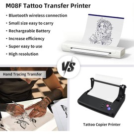 Zoolion Bluetooth Tattoo Stencil Printer, Tattoo Printer for Skin, M08F Tattoo Printer Copier with 10Pcs Transfer Paper, Thermal Printer Tattoo Support Phone&Tablet&PC, Stencil Machine for Tattooing