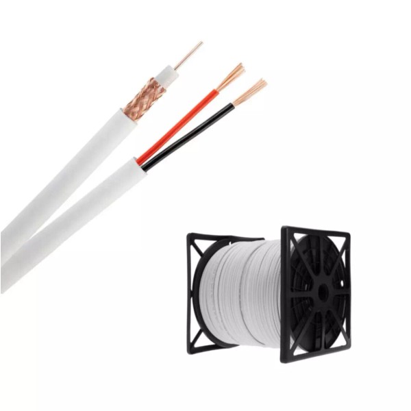 SatMaximum 500ft RG59 Siamese Coax Cable 20AWG+18/2 CCTV Security Camera