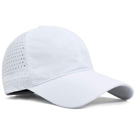 Xinveen Quick Dry Baseball Cap Curved Brim Snapback Hat Laser Cut Mesh Ball Cap Golf Ball Cap for Men Women White XL