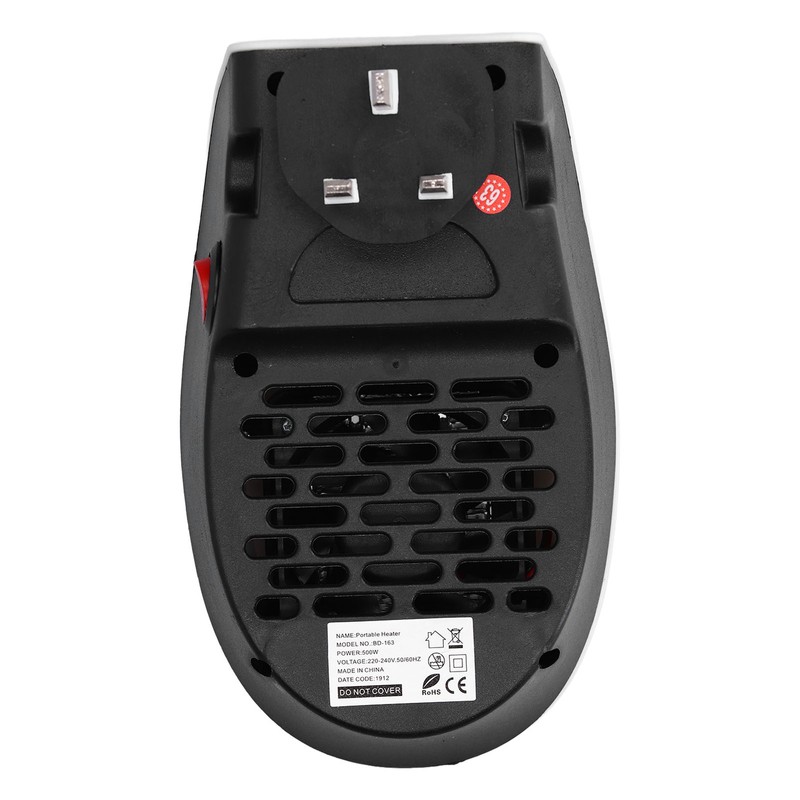 500W Black and White Mini Electric Heater Portable Wall Mounted