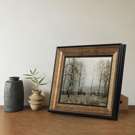 FOLKOR Vintage Wall Art with Gold Frame, Rustic Oil Paintings Prints Pictures Wall Decor Living Room Bedroom, Nature Artwork Decoration for Retro Farmhouse Home Dining Room Kitchen (The Fall Season)