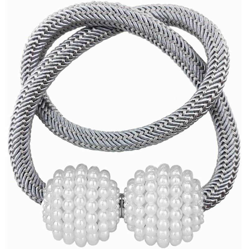 Magnetic Curtain Tiebacks (2 Pack) Pearl Ball Curtain Magnetic TieBacks