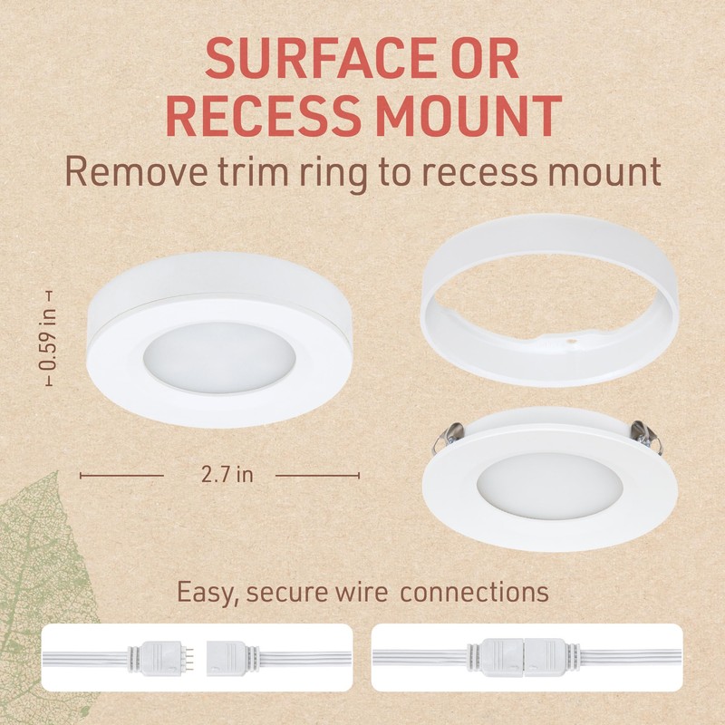 Birch Lighting Under Cabinet LED Puck Lighting Kit with 3