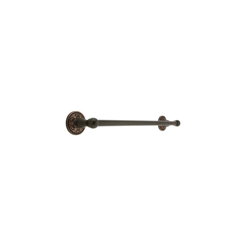 18" Brass Towel Bar with Lancaster Rosettes in Oil Rubbed