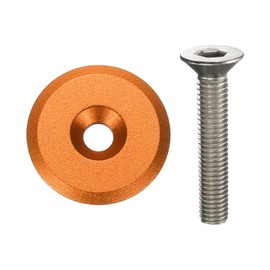 sourcing map 2pcs Bicycle Headset Stem Top Cap 1-1/4" (31.8mm) OD Aluminum Alloy Cycling Headset Stem Cover with M6 Bolt for Mountain Bike Road Bike MTB, Orange