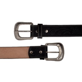 Men's Western Belt | Brown Cowboy Belt for Texas Men | Country Style | Fajas Vaqueras para Hombre | Genuine Leather (Black, 34)