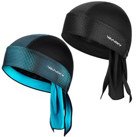 YANIKY Sports Bandana Cap - Breathable Headscarf Men - Bandana Cap Women's Durag Running Hat Turban Men's Summer Cycling Hat Headscarf for Cycling Travel Running Fitness, Black01+Teal