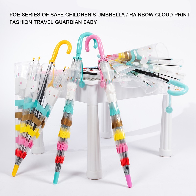 Transparent Umbrella Cartoon Long Handle Umbrella For Children