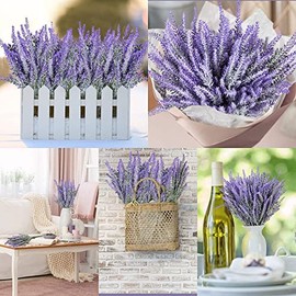 PUBAMALL Lavanda Artificial, para decoración del hogar, Fiesta, Boda, jardín, Oficina, Patio, decoración (púrpura, 12 Pcs)                            