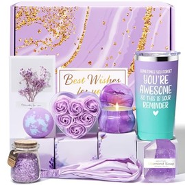 Regalos de Cumpleaños para Mujer, Canasta de Spa Relajante para Mujeres, Paquete de Cuidado Personal para mujeres, Regalos de Día de la Mujer, Caja de Regalos para Ella, Mamá, Hermana, Novia