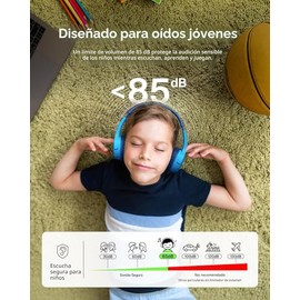 Belkin SoundForm Mini - Auriculares inalámbricos Bluetooth para niños, batería de 30 horas, límite de volumen seguro de 85 dB, micrófono integrado, au