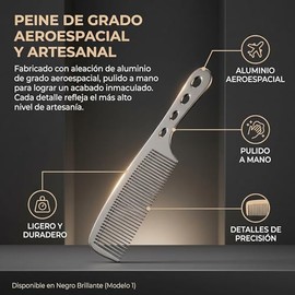 Peine Profesional para Cabello, Antiestático y A Prueba de, Herramientas de Belleza en Acero Inoxidable, 2 Peines (Negro01)