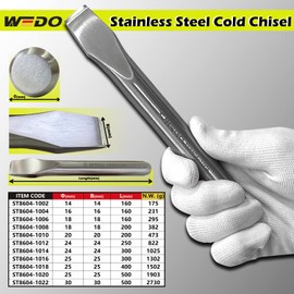 WEDO Cold Chisel Stainless Steel, Flat Chisel 25mm Blade, 300mm Length, Anti-Corrosion, High Strength, Polished Surface, Durable, Rust-proof