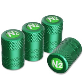 CK Auto 4 Pcs Aluminum Tire Valve Stem Caps with N2 Nitrogen Logo, Universal Stem Covers for Cars, SUVs, Bike and Bicycle, Trucks, Motorcycles | Corrosion Resistant | Dust Proof, Green