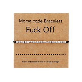 Hremhoo Funny Morse Code Bracelets for Women Inspirational Morse Secret Message Bracelet Adjustable Morse Code Silver Beaded Bracelet Funny Bracelets for Women Friends (Off)