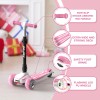 Sejoy Kids Trike Kick Scooter Adjustable Height Pink Folding 3