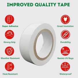 Legend Strong Grip PVC Insulation Tape - White - Pack of 10 for Wrapping Cricket Balls & Tennis Balls - Electric Wire Use