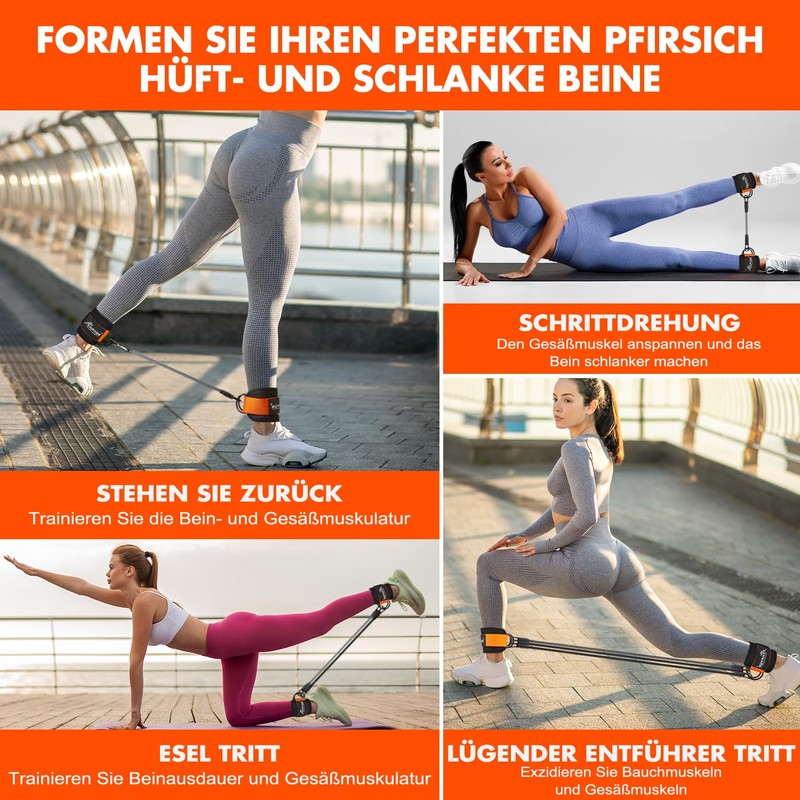 HTD Ankle Resistance Bands, Ankle Bands for Training with Cuffs,