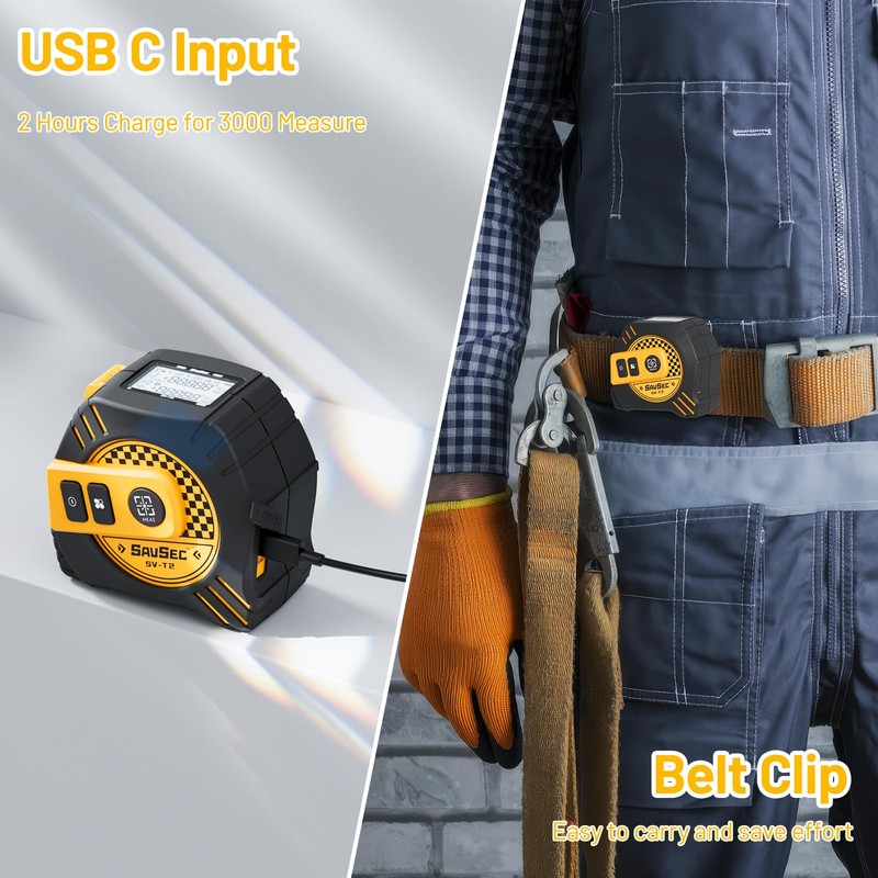 SAVSEC 2 in 1 Laser Tape Measure, Rechargeable 131ft Laser