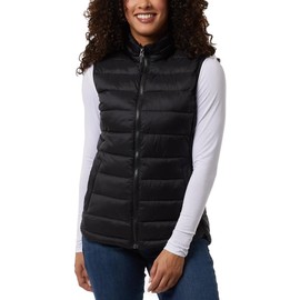32 Degrees Women's' Vest Leightweight Zipper Hand Pocket (Black, L), Large