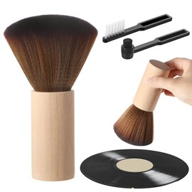 Ziliny 3 Pcs Vinyl Record Cleaning Brush Wooden Anti Static Dust Record Vinyl Cleaner Kit Player Accessories Gift for Music Lovers(Light Wood Color)