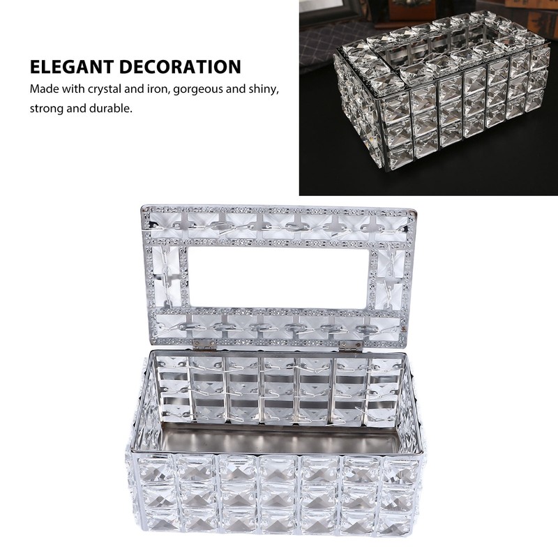 Crystal Tissue Dispenser Elegant Crystal Napkin Holder Decorative Facial Tissue