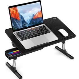 Besign LT05 Adjustable Laptop Table, Lap Desk, Portable Standing Bed Desk, Foldable Sofa Breakfast Tray, Notebook Computer Stand for Reading and Writing, Medium Size, Black
