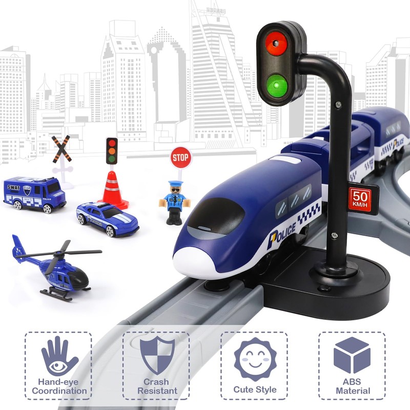 LZDMY Electric Car Racing Track Railway Children (72 Pieces)