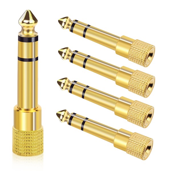 Aqdocvf Aqdocvf 5-Pack 3.5mm to 1/4" Adapter, Gold Plated Headphone