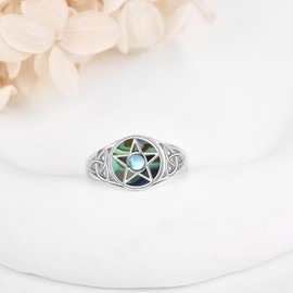 Pentagram Pentagram Ring Sterling Silver Pentagram Amulet Ring Pentagram Star Wicca Jewellery Gifts for Women Men, Silver