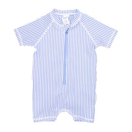 RUGGEDBUTTS - Traje de baño de una pieza con cierre y protección solar UPF 50+, hierba doncella azul seersucker, 0-3 meses