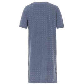 Henry Terre Men's Short-Sleeved Nightdress with Polka Dots, Chest Pocket, Loungewear, Crew Neck, Button, Sizes, blue
