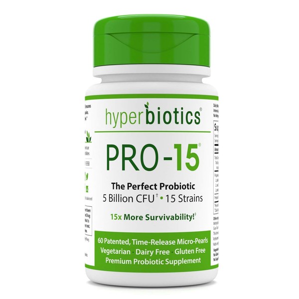 Hyperbiotics Pro-15 Probiotic | Probiotics for Women, Men, Adults | Digestive Health, Immune Support Supplement | Shelf Stable Time Release 15x More Survivability Than Capsules, 60 Count
