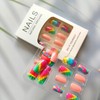 Square Press on Nails Colorful Rhombus Plaid Design Fake Nails