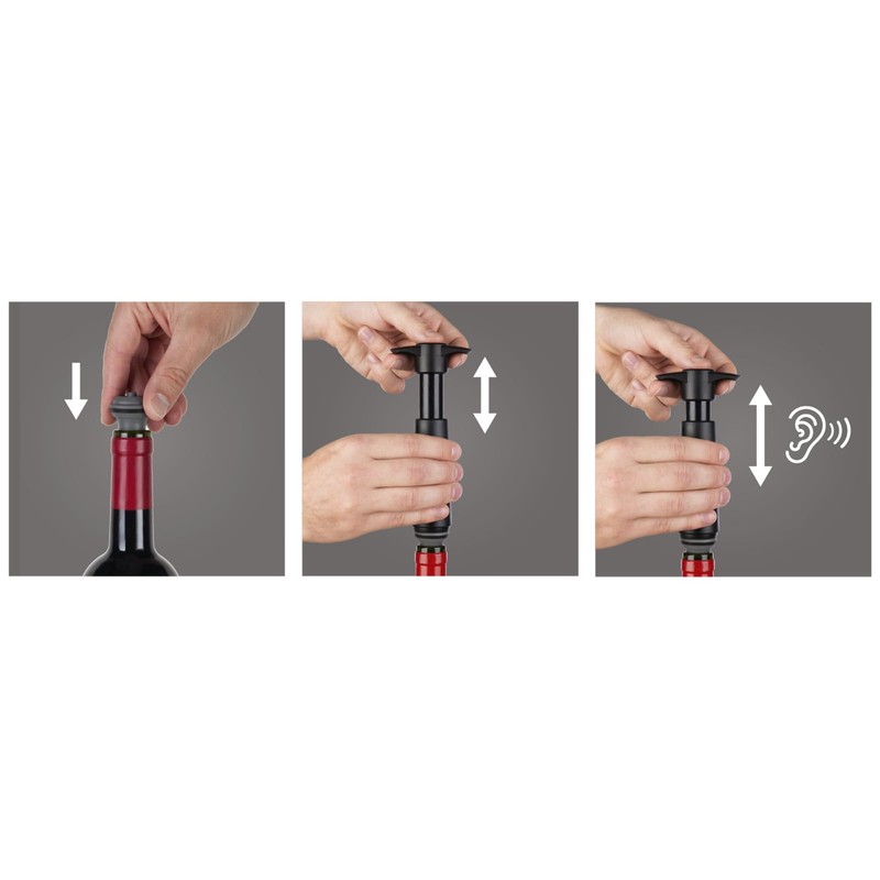 VacuVin Black Pump + 4 Caps