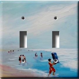 SnazzySwitch Blue Beach Decorative Light Switch Cover - Double Toggle Wall Plate