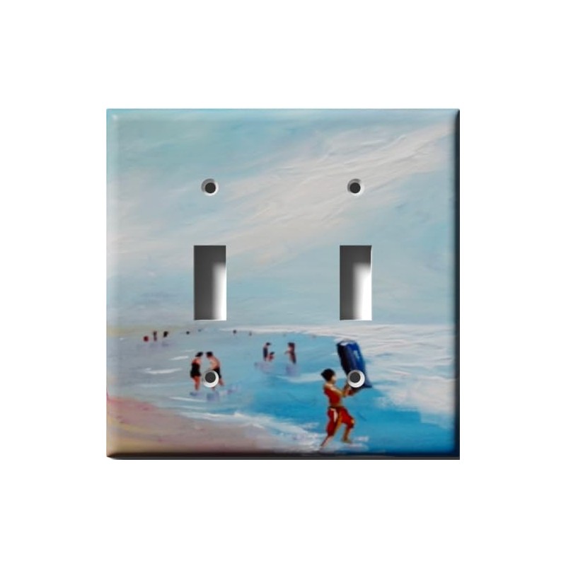 SnazzySwitch Blue Beach Decorative Light Switch Cover - Double Toggle