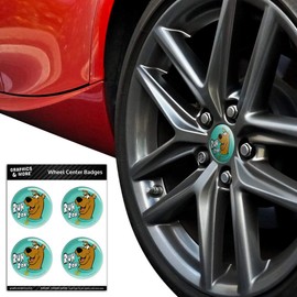 GRAPHICS & MORE Scooby-Doo Ruh Roh Tire Wheel Center Cap Resin-Topped Badges Stickers