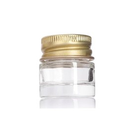 1 oz / 30 ml Clear Thick Glass Straight Sided Jar with Gold Metal Airtight Lid (12 Pack)