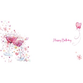 Cherry Orchard Ladies Birthday Card, Just For You, Beautiful and Vibrant Pink Cocktail glasses, complete with envelope