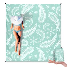 AISPARKY Beach Blanket Waterproof Sandproof, Oversized Large Beach Mat 79" X 83"/120"x108" for 1-8 Adults, Quick Drying&Compact&Lightweight, Picnic Mat Vacation Essentials for Beach Camping Travel