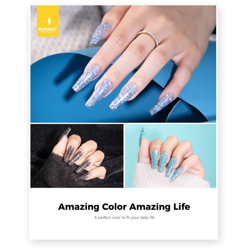 BURANO Poly Extension Gel Nail Kit, 6 Colours Nail Poly