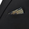SHLAX&WING Paisley Black Golden Pocket Square Men's Necktie Silk MH10